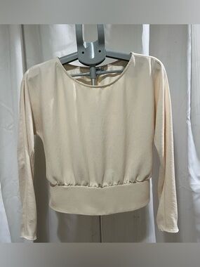 Express Cream Long-Sleeve Blouson Top